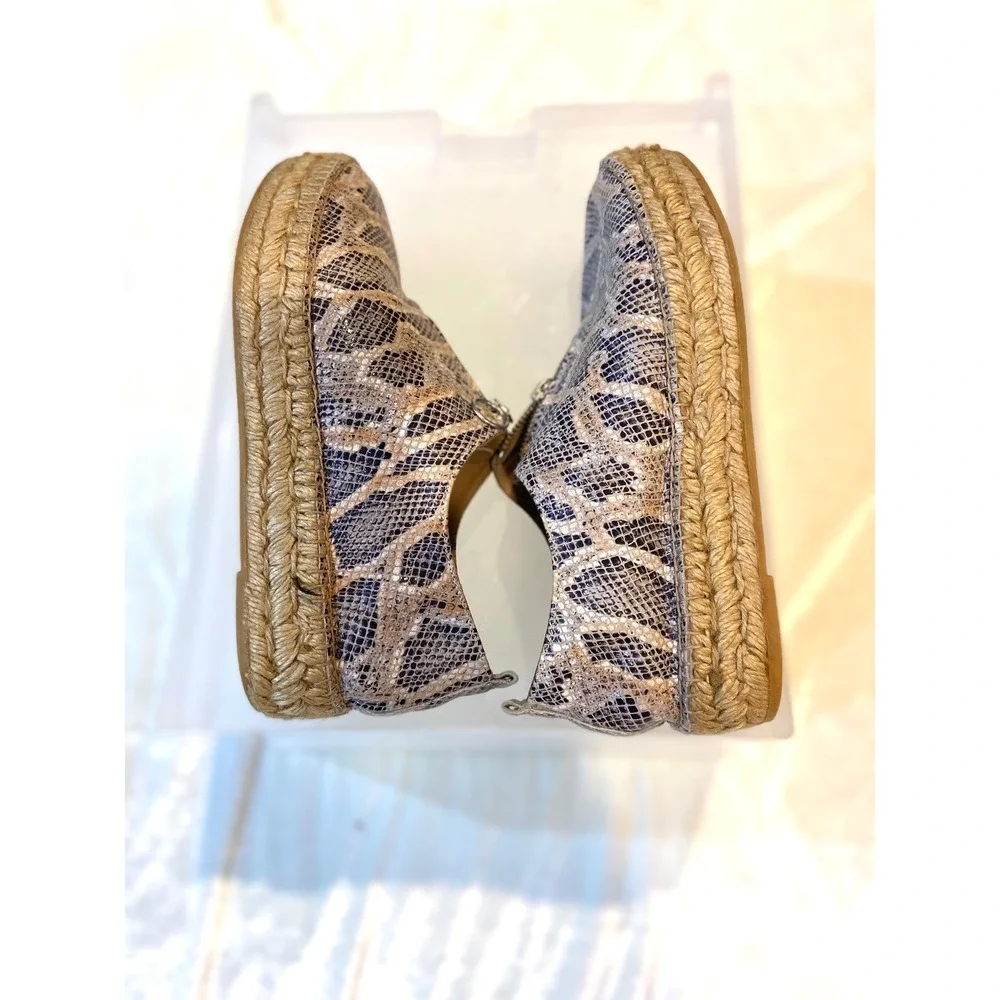 Eric‎ Michael Snakeskin Embossed Leather Espadrille Platform Size 8.5